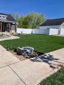 A house with a sod lawn.